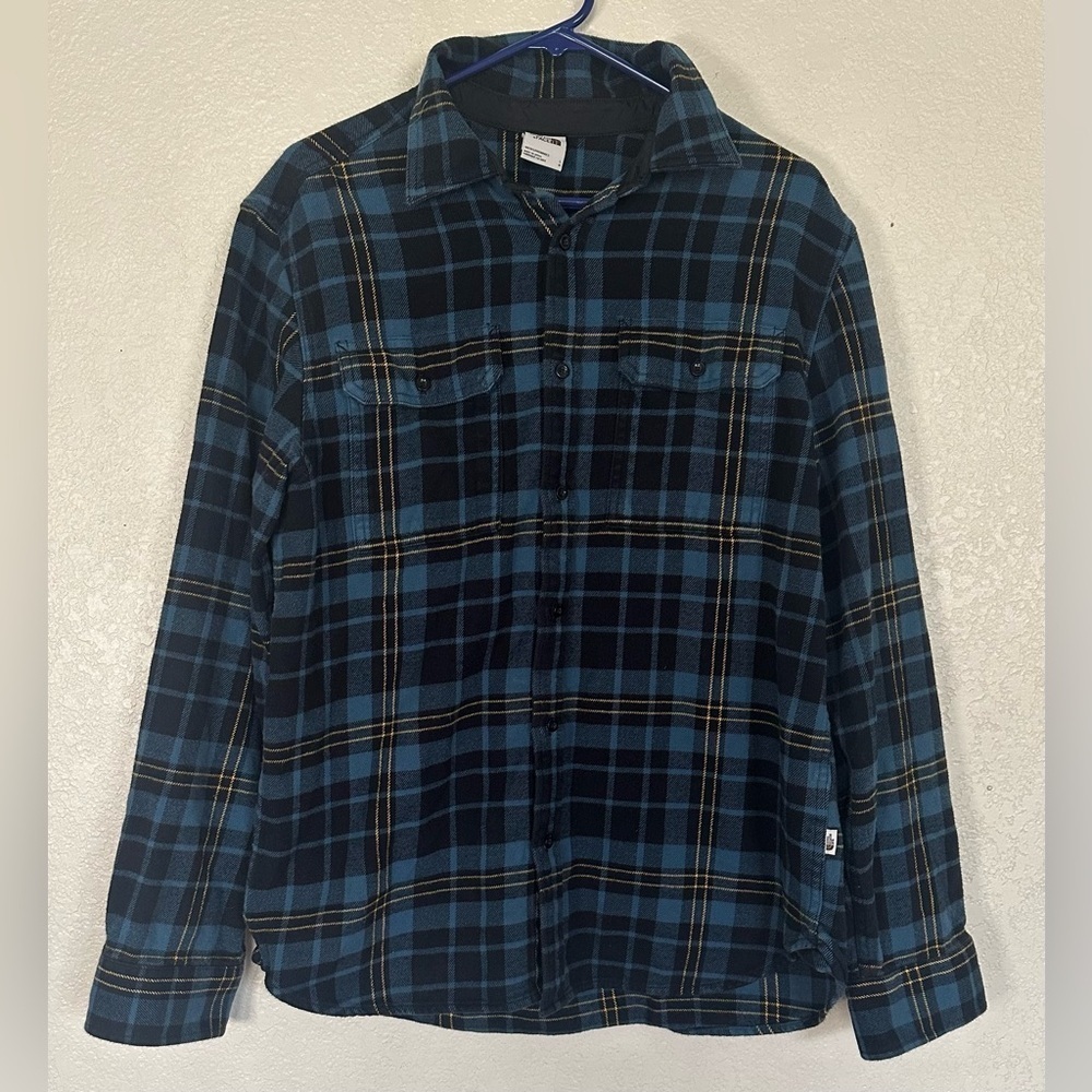 The North Face Arroyo Flannel Shirt Mens Large Blue Plaid Button Up Outdoor - Picture 2 of 8